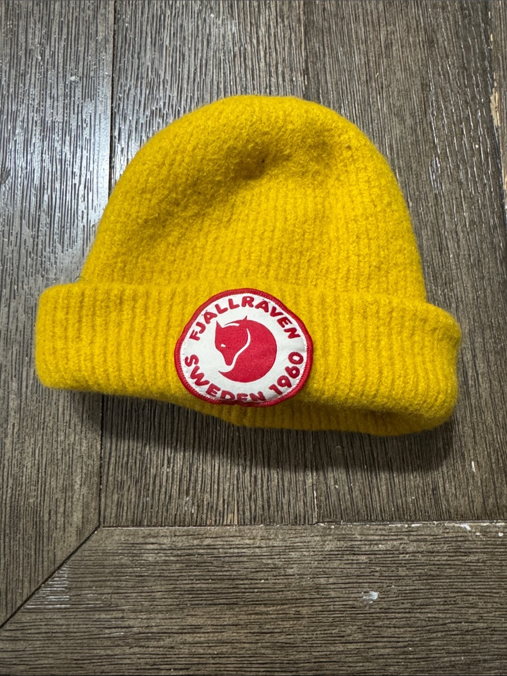 Fjällräven Kånken Logo Beanie Hat Yellow | Custom Shrunk to Infant/Toddler Size